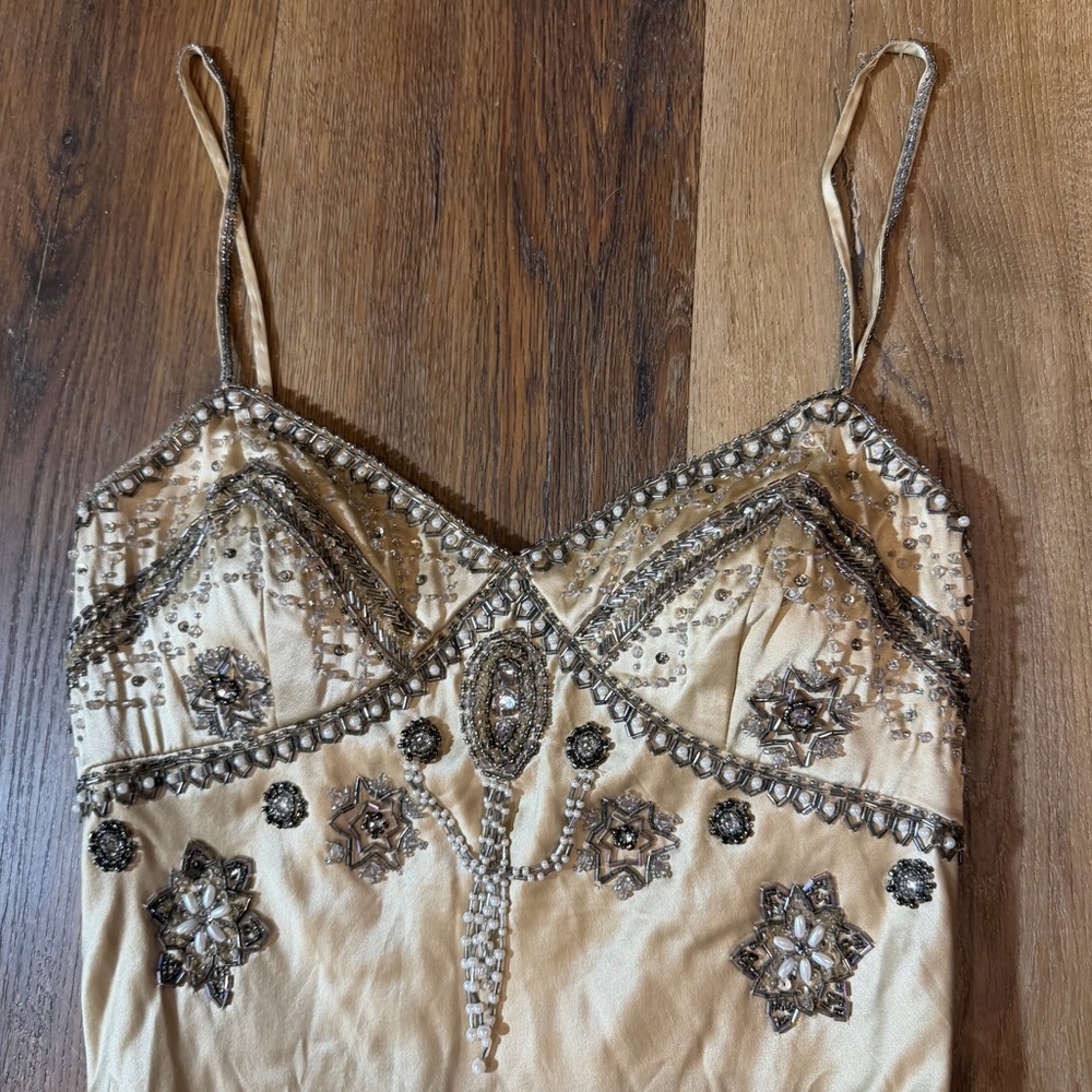 Vintage 100% Silk Beaded Dress Vintage Beaded Dress Y2K Sue Wong Dress Fairy - Picture 10 of 17